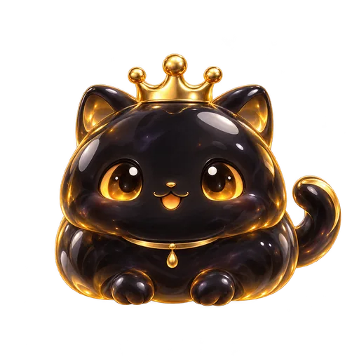 Onyx Sovereign — The final black-and-gold cat, with gold eyes and a small crown.