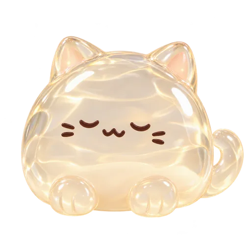 Milk Pudding — A pale, sleepy-looking cat with a soft cream body.