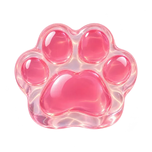 Jelly Paw — A pink jelly paw with rounded toe pads.