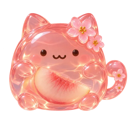 Peach Blossom — A peach-pink cat with a blossom by one ear.