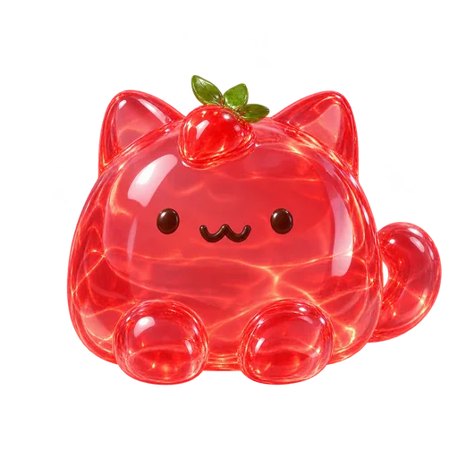 Strawberry — A bright red cat with strawberry details.